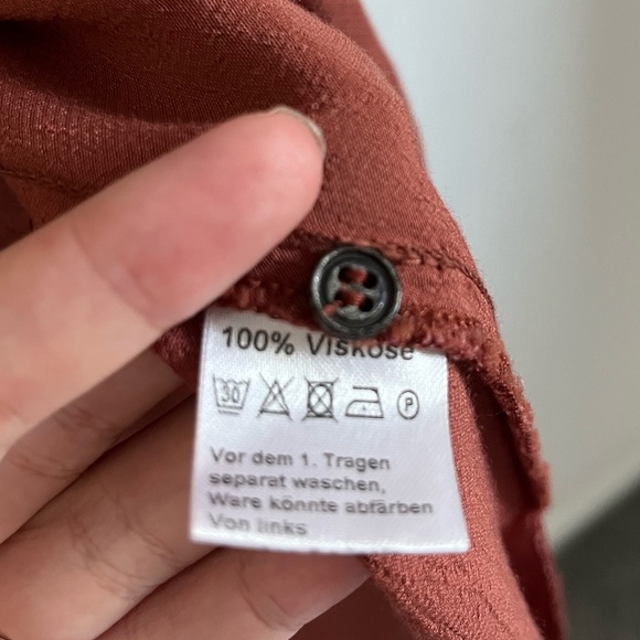 Liberty 3/4 Sleeve Burnt Orange Button Up High Low Top - Picture 3 of 5